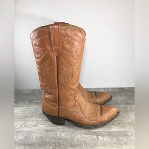 Vtg Cowtown Cowboy Western Leather Biker Motorcycle Butterscotch Mens Boots 9.5